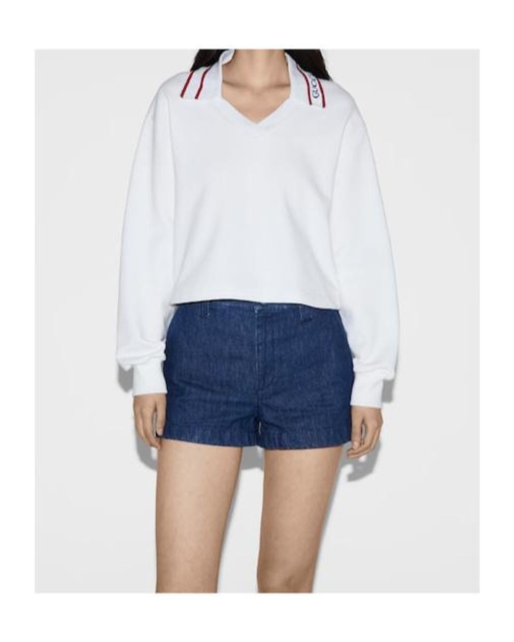 Gucci White Knitted Sweatshirt With Embroidery