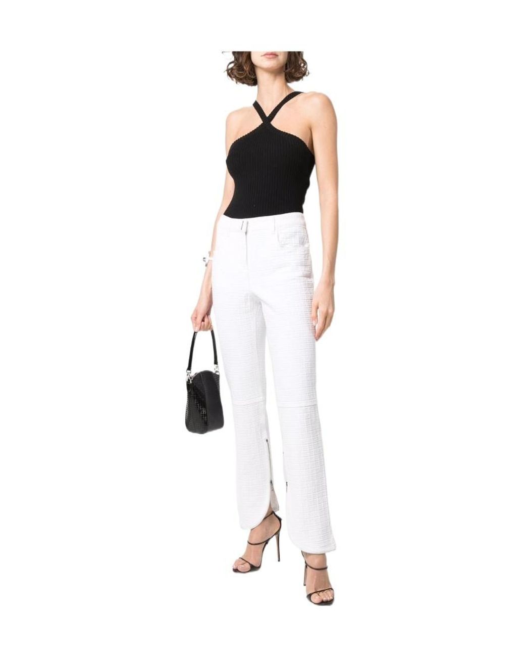 Givenchy White Slim-Cut 4G-Motif Trousers