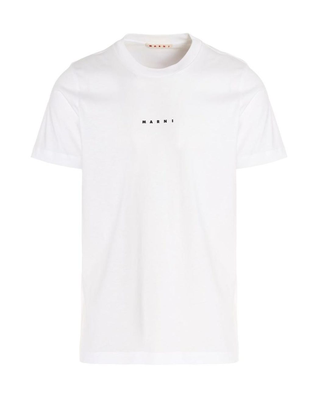 Marni White Logo Printed Crewneck T-Shirt for men