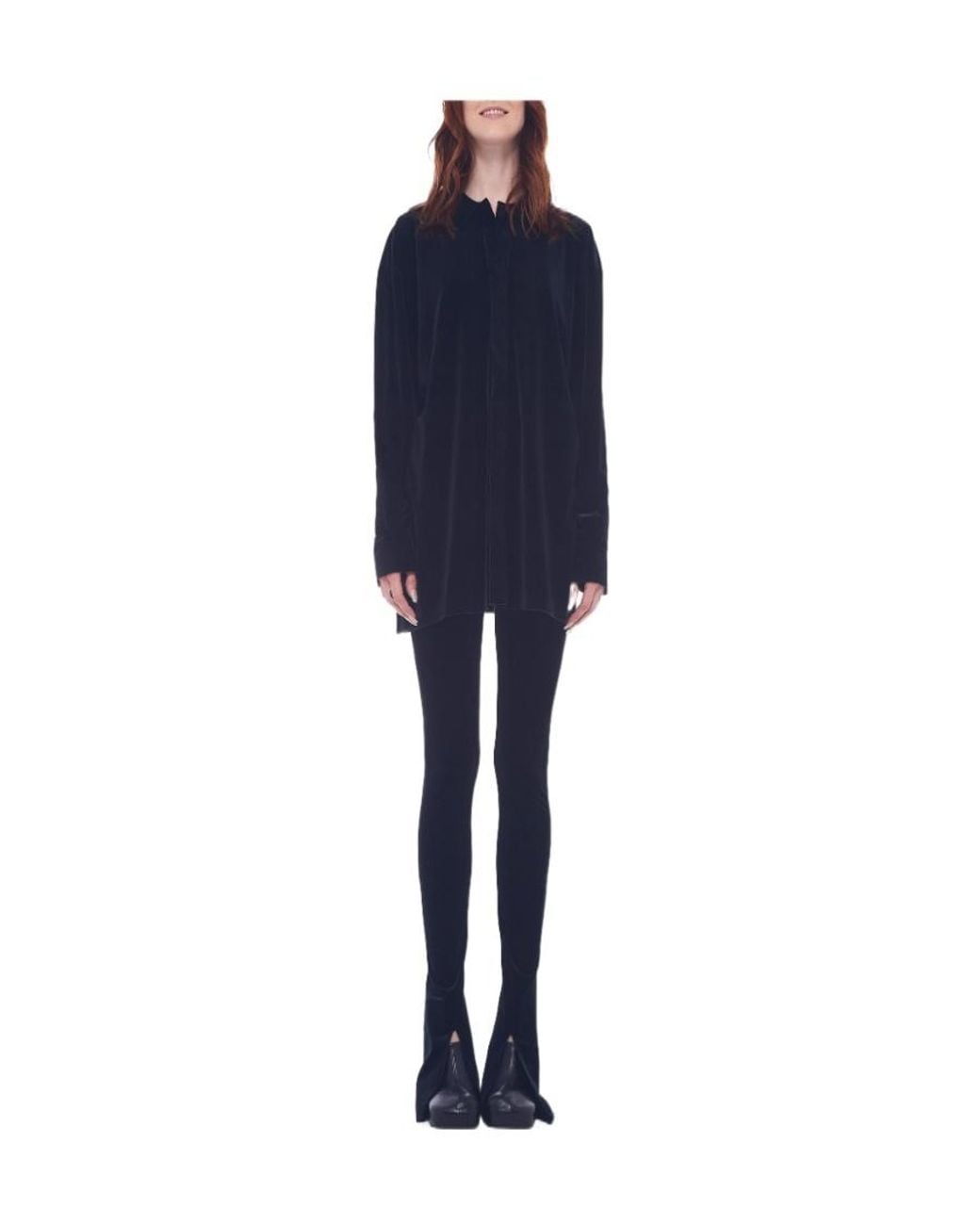 Norma Kamali Blue Slit-Detail Flared Leggings