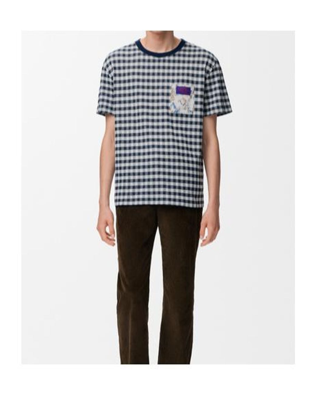 Loewe Blue X Cosima Von Bonin Gingham-Check Chest-Pocket T-Shirt for men