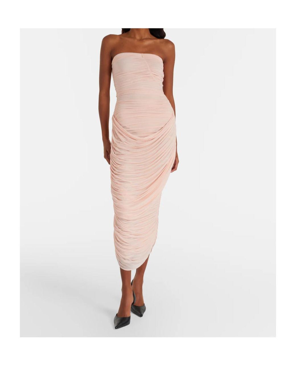 Magda Butrym Pink Draped Midi Dress