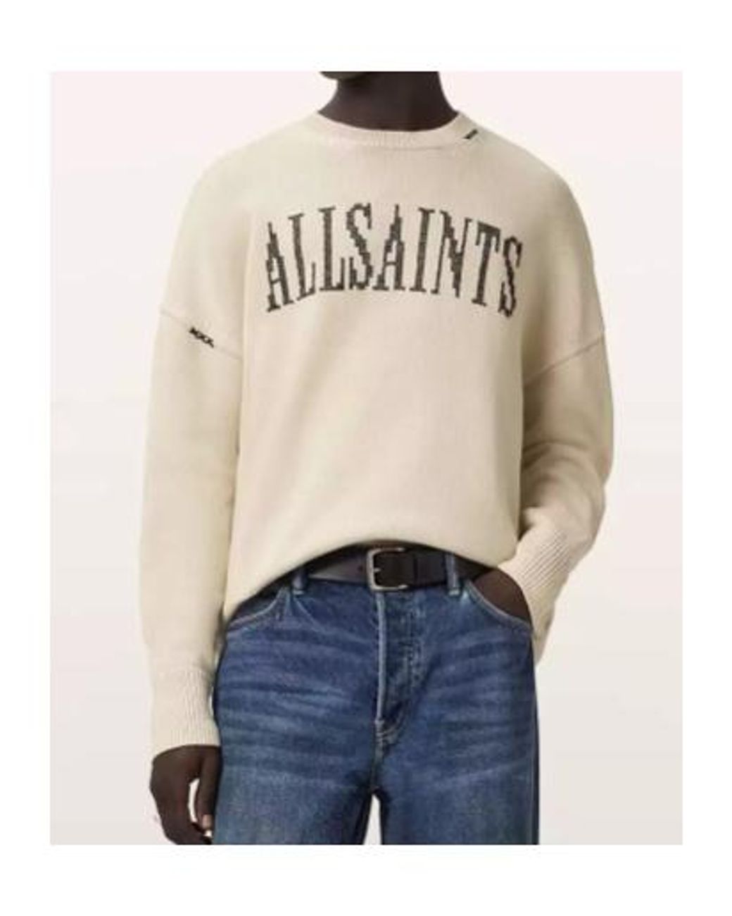 AllSaints Natural Crossed Knit Pullover for men