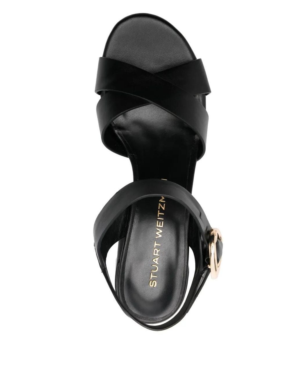 Stuart Weitzman Black Round Toe High Heel Sandals