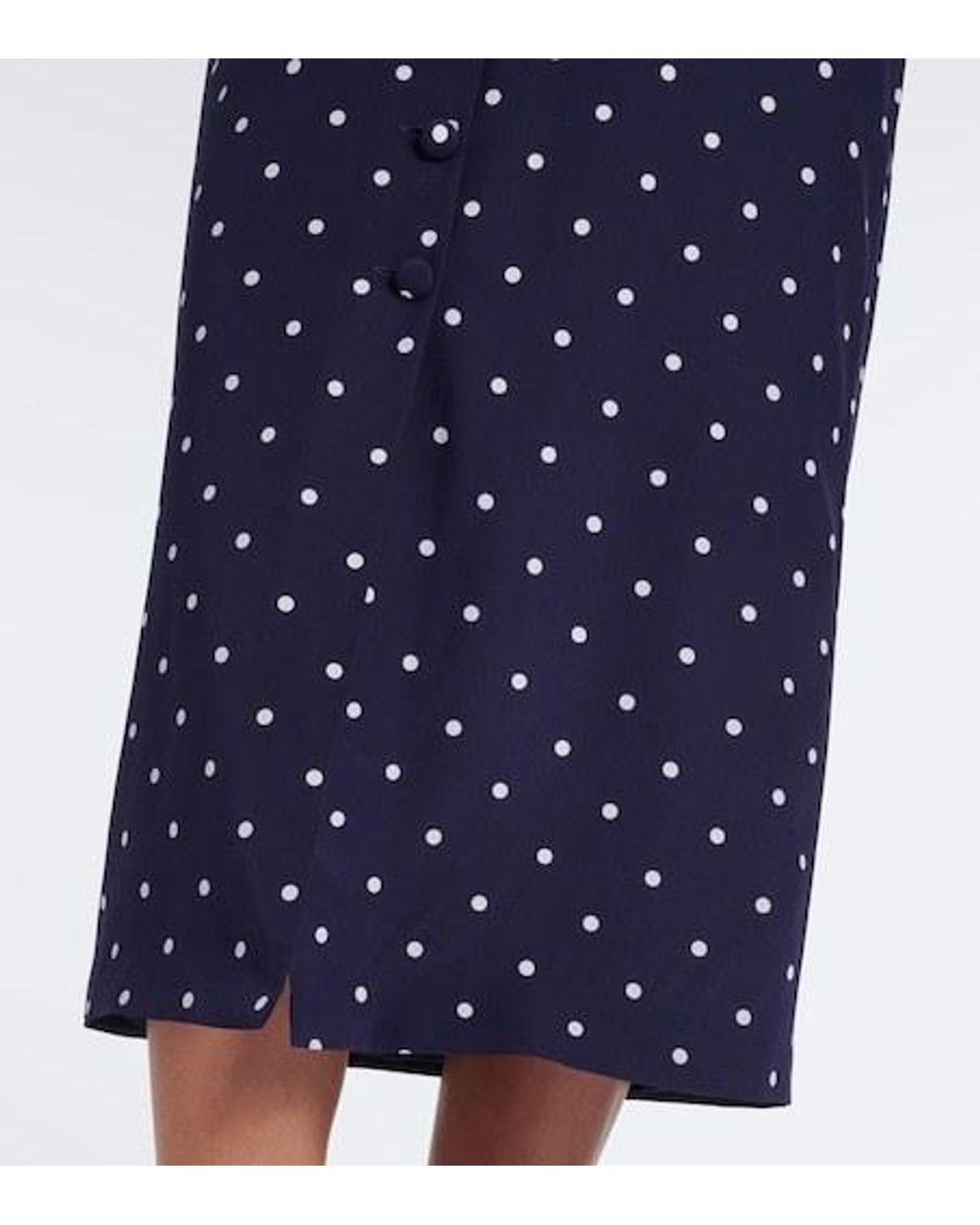 Alessandra Rich Blue Belted Polka-Dot Silk Midi Dress
