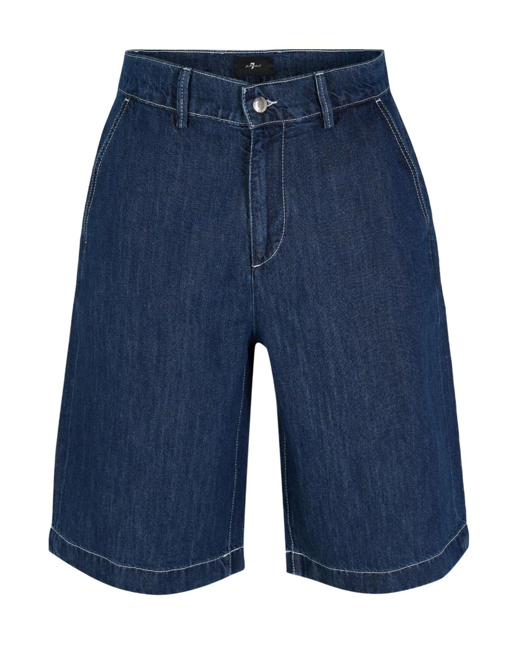 7 For All Mankind Blue Belt-Loop Shorts for men