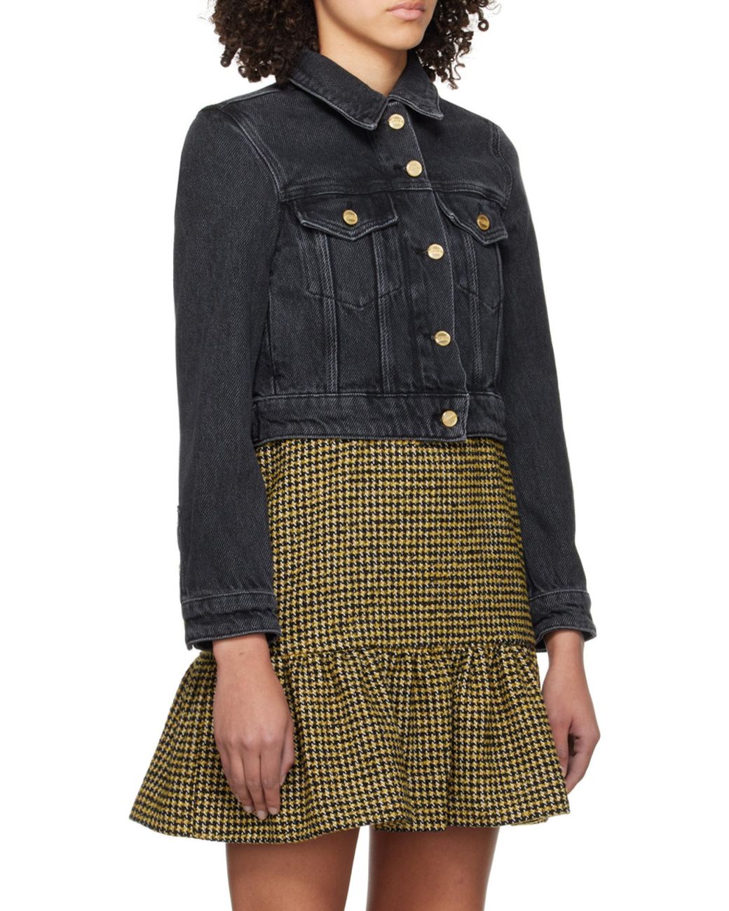 Ganni Blue Washed Cropped Denim Jacket