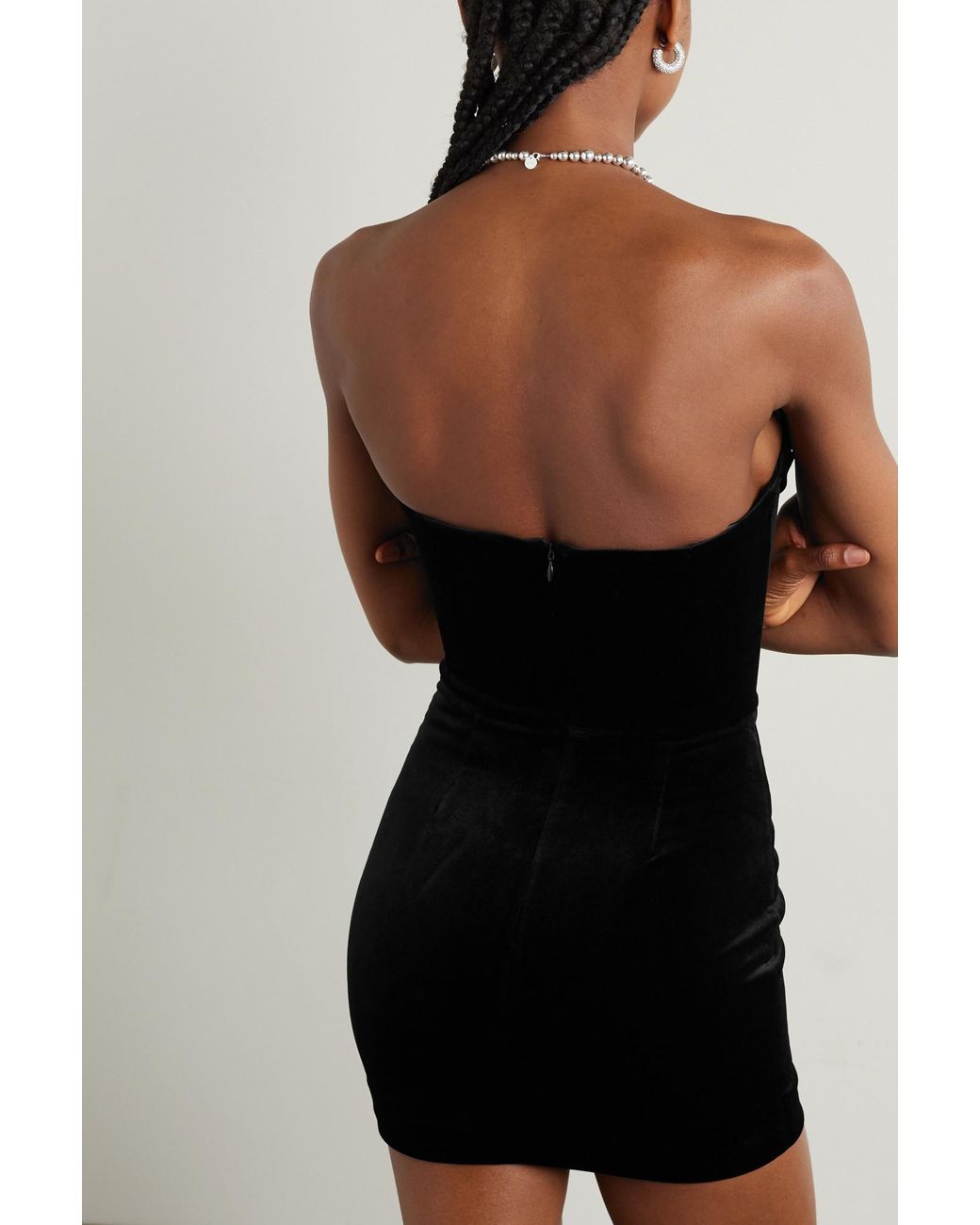 Alex Perry Black Velvet Strapless Dress