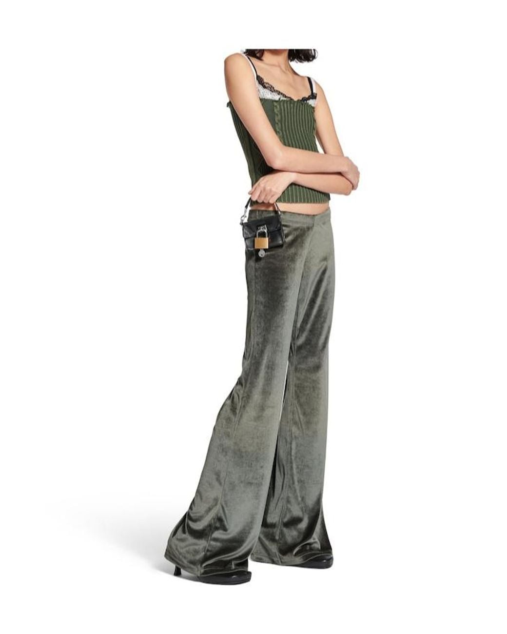 Balenciaga Gray Velvet Flared-Leg Pants