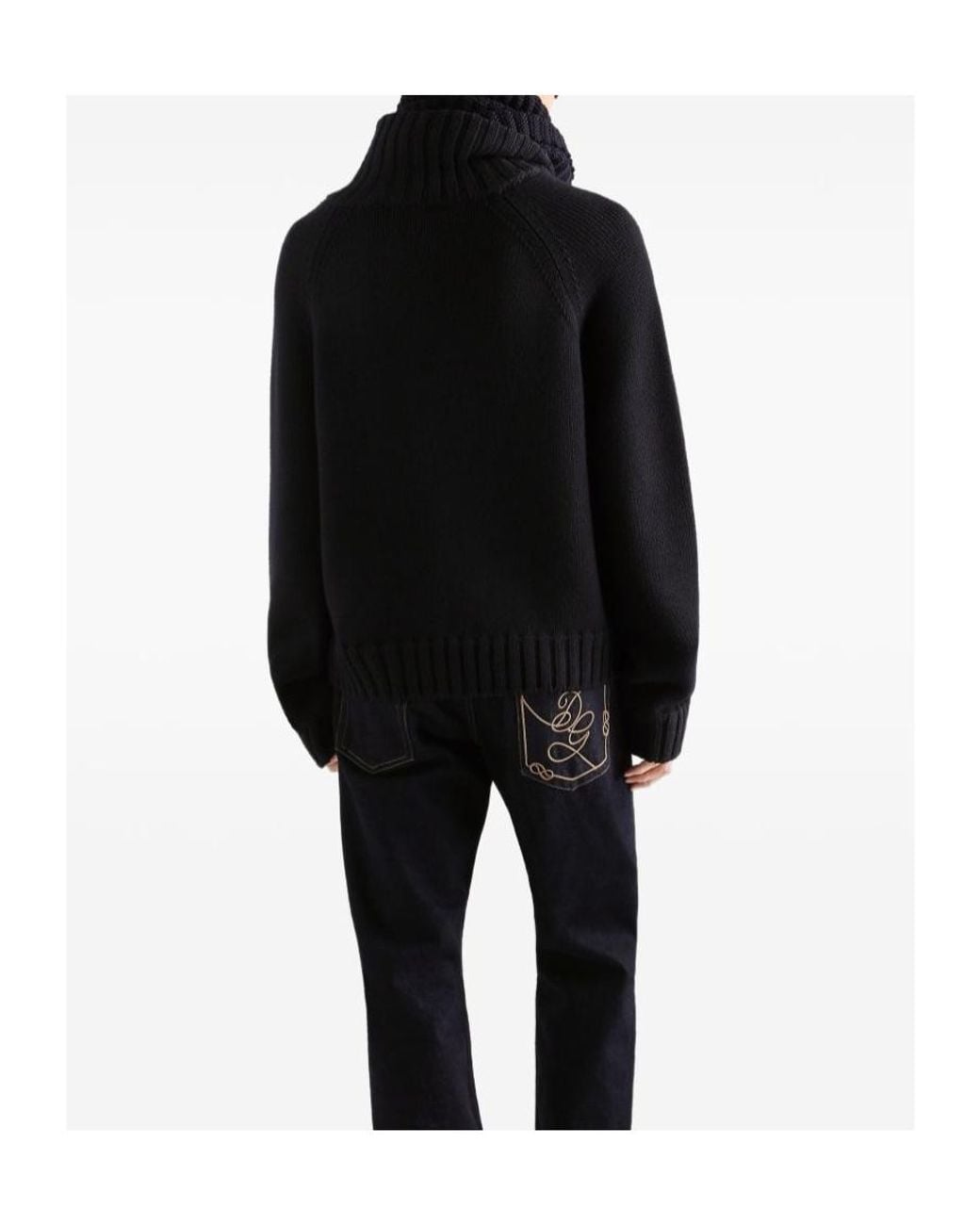Dolce & Gabbana Black Virgin Wool Rollneck Sweater for men