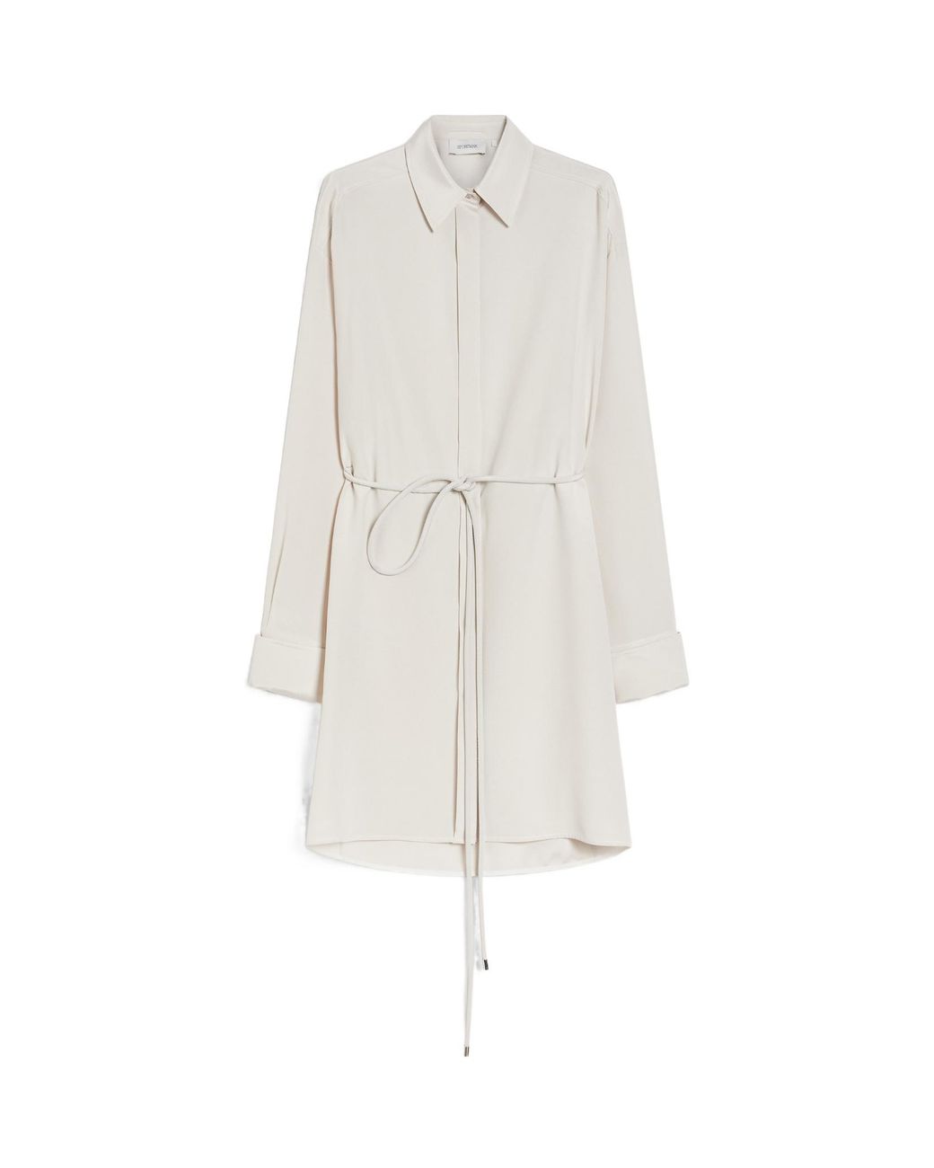 Sportmax White Eolie Oversized Tied Waist Long-Sleeved Dress