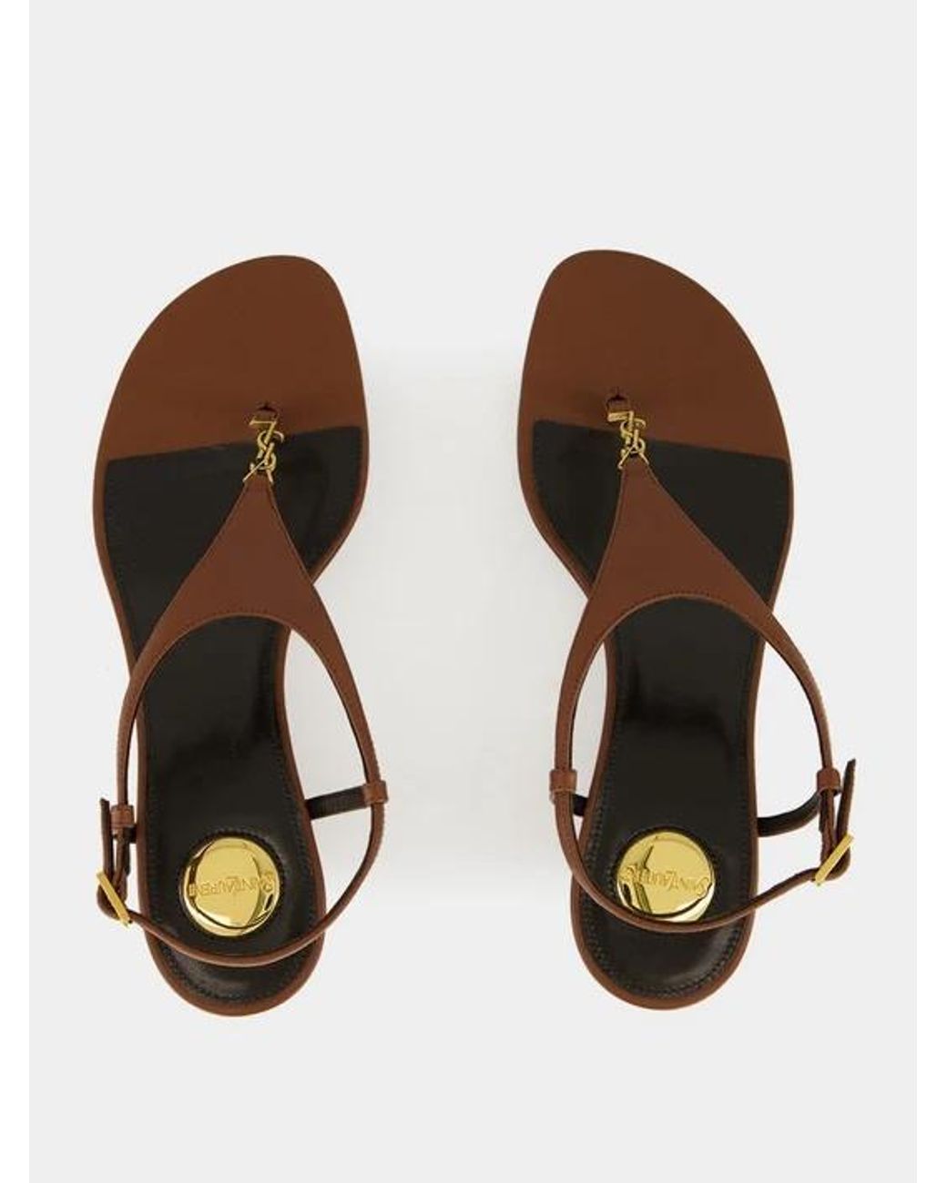 Saint Laurent Brown 40Mm Cassandre-Plaque Leather Sandals