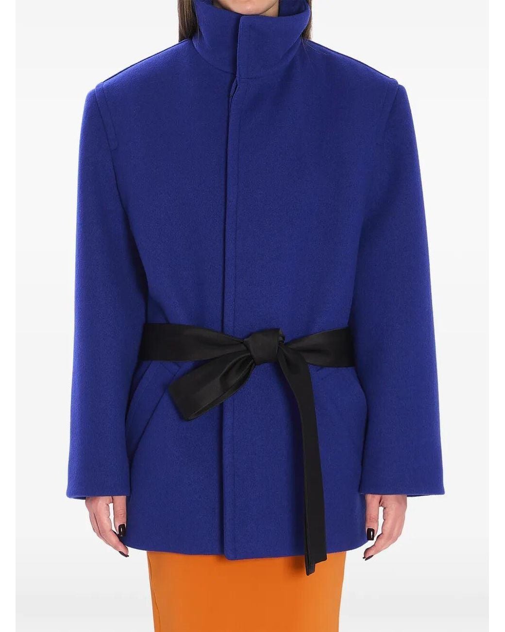 Saint Laurent Blue Boxy Belted Coat