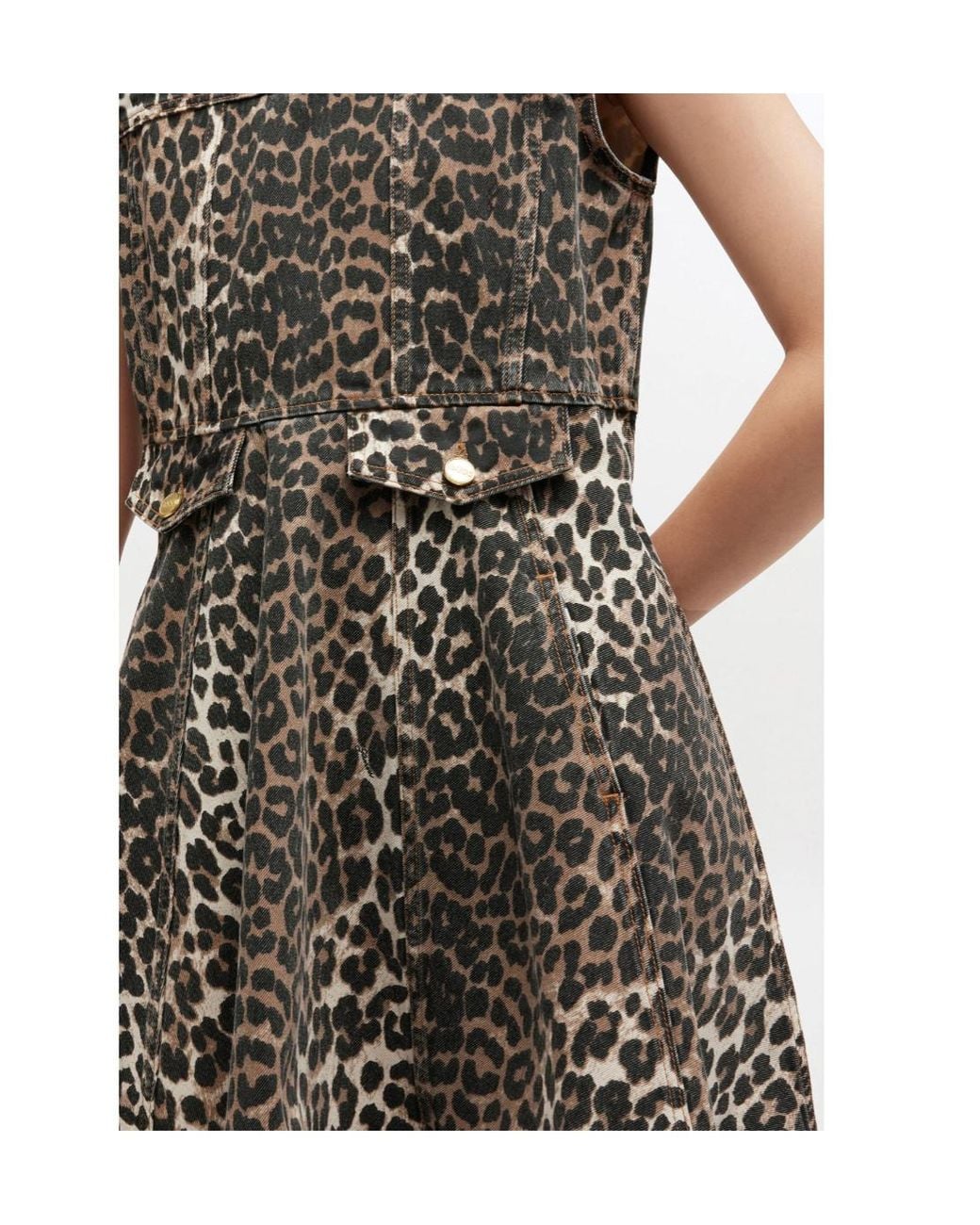Ganni Multicolor Leopard Denim Mini Dress