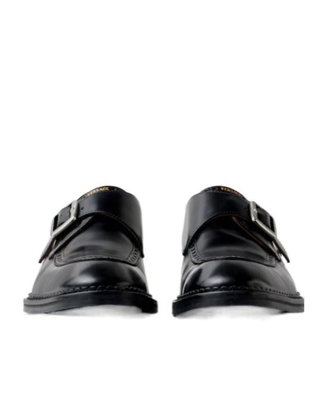 Versace Black Buckled Monk Shoes for men