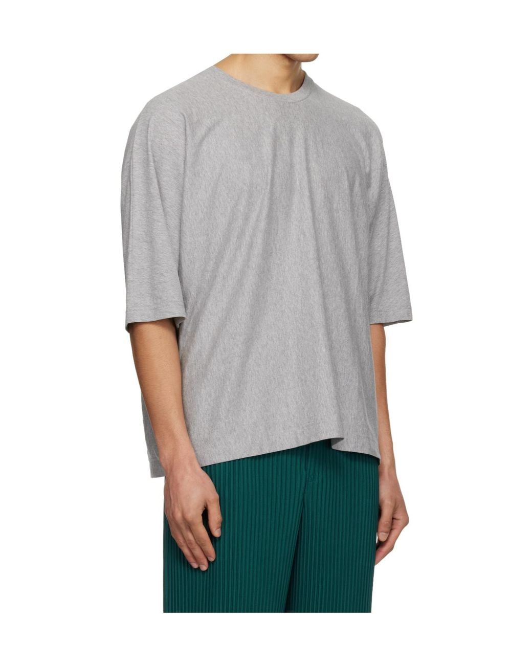 Homme Plissé Issey Miyake Gray Issey Miyake Oversized Short Sleeve T-Shirt for men