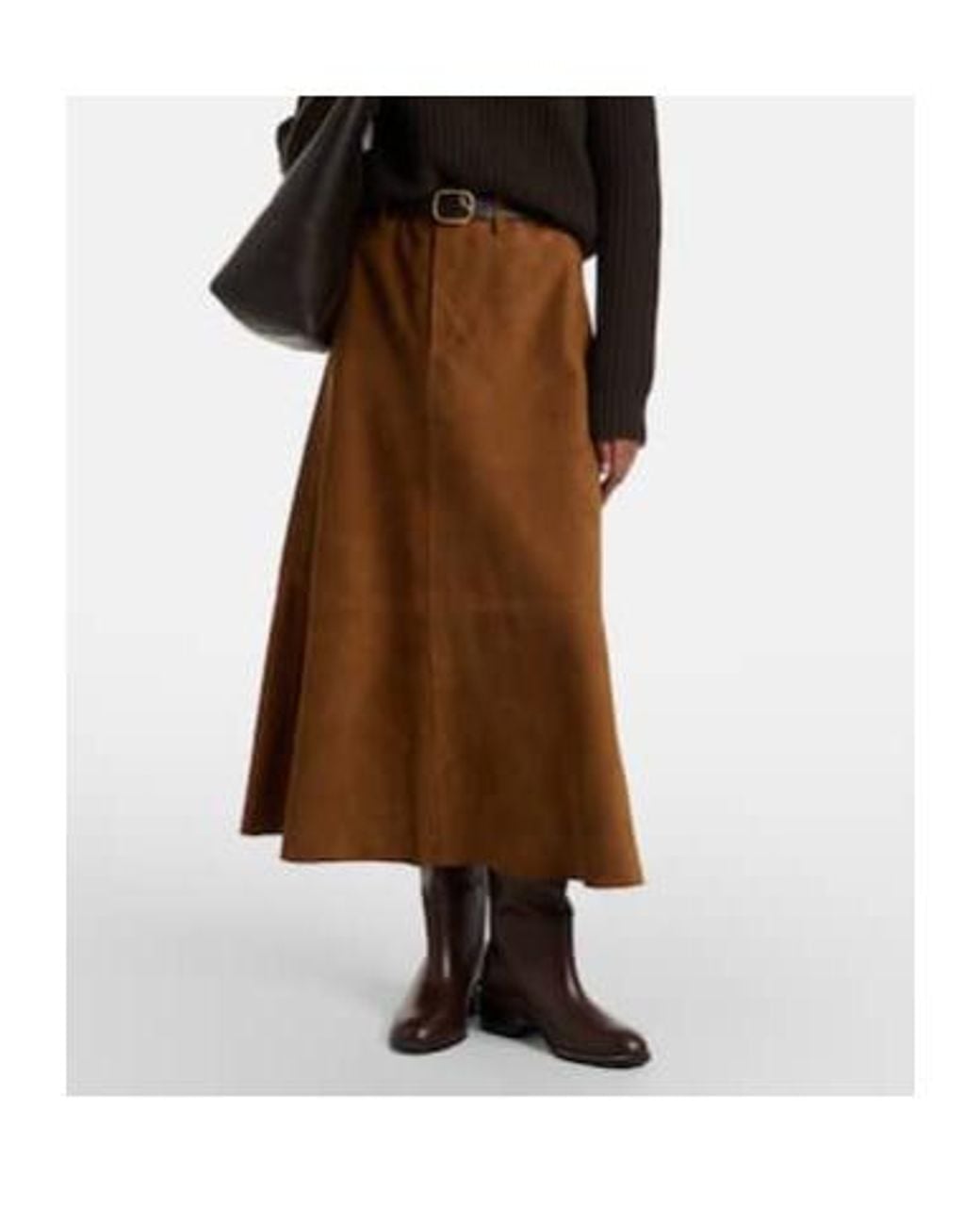 Citizens of Humanity Brown Cassia Suede Midi Skirt