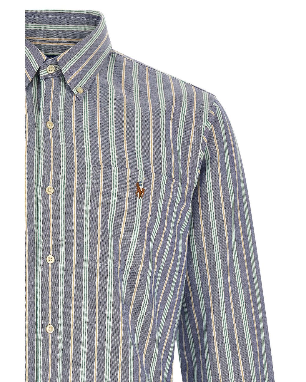 Polo Ralph Lauren Blue Oxford Stripe Shirt for men