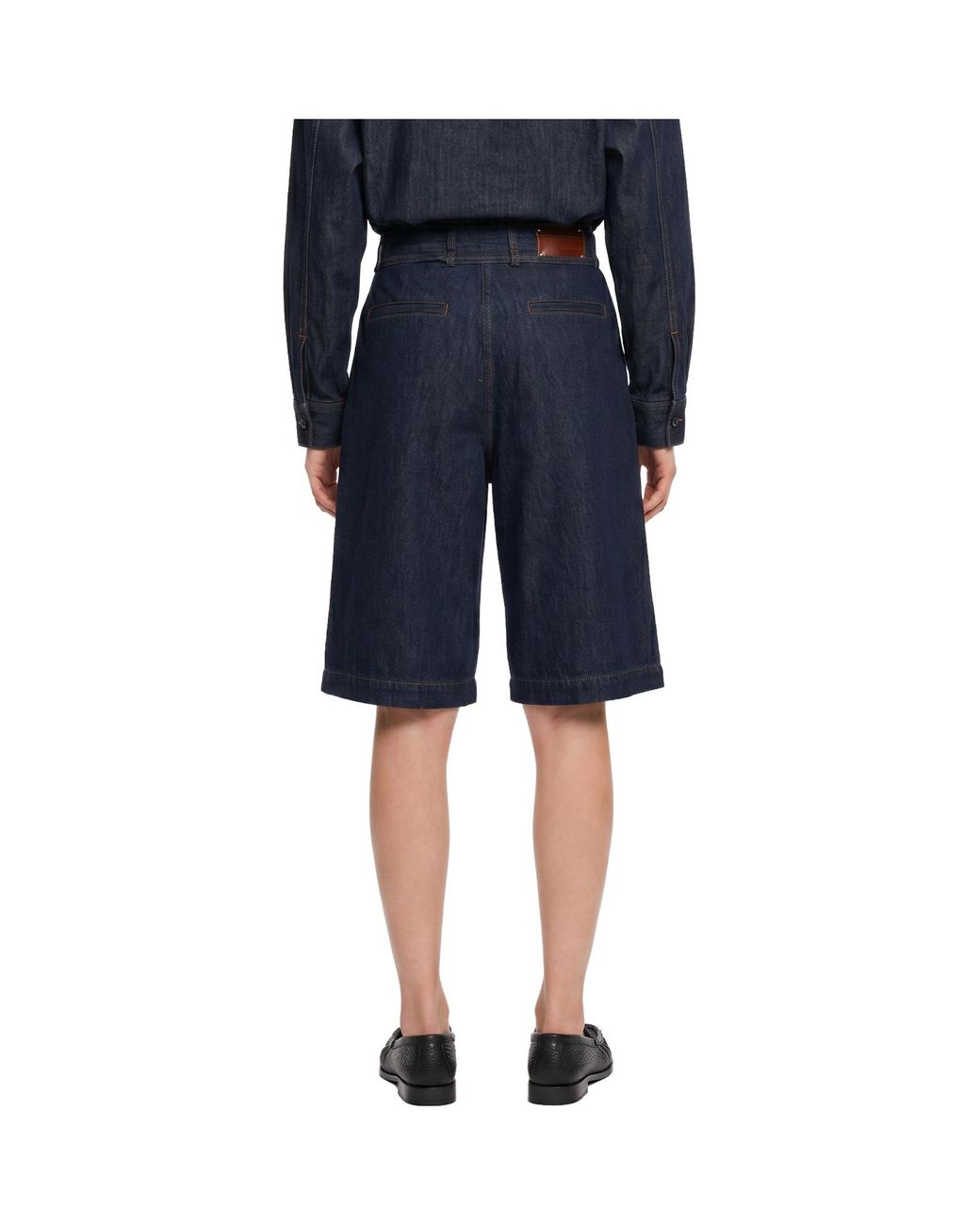 Dries Van Noten Blue Belted Denim Shorts