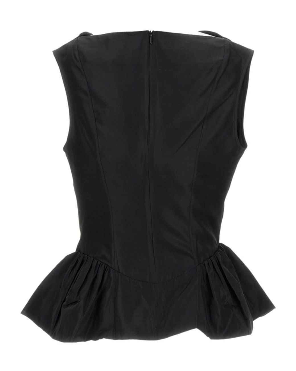 Simone Rocha Black Draped Bind Peplum Top