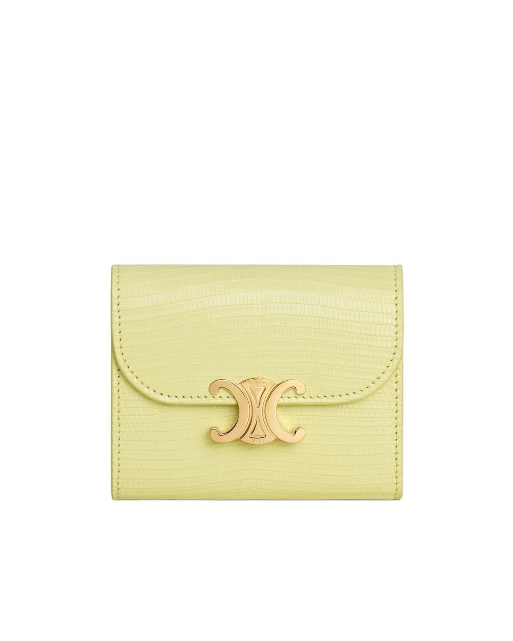 Céline Yellow Small Flap Wallet Triomphe
