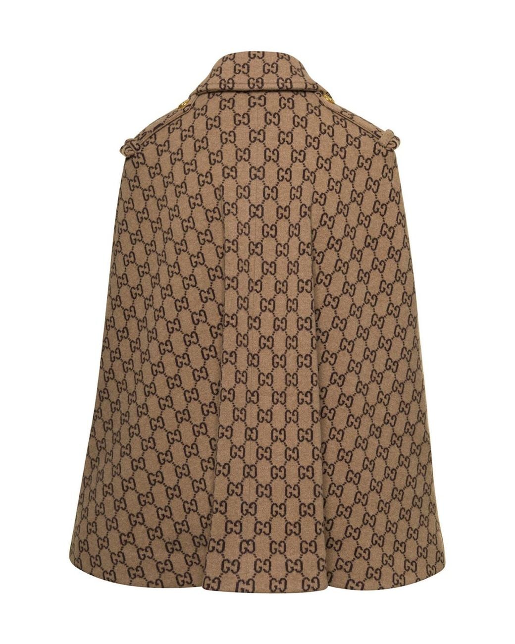 Gucci Brown Gg Wool Cape