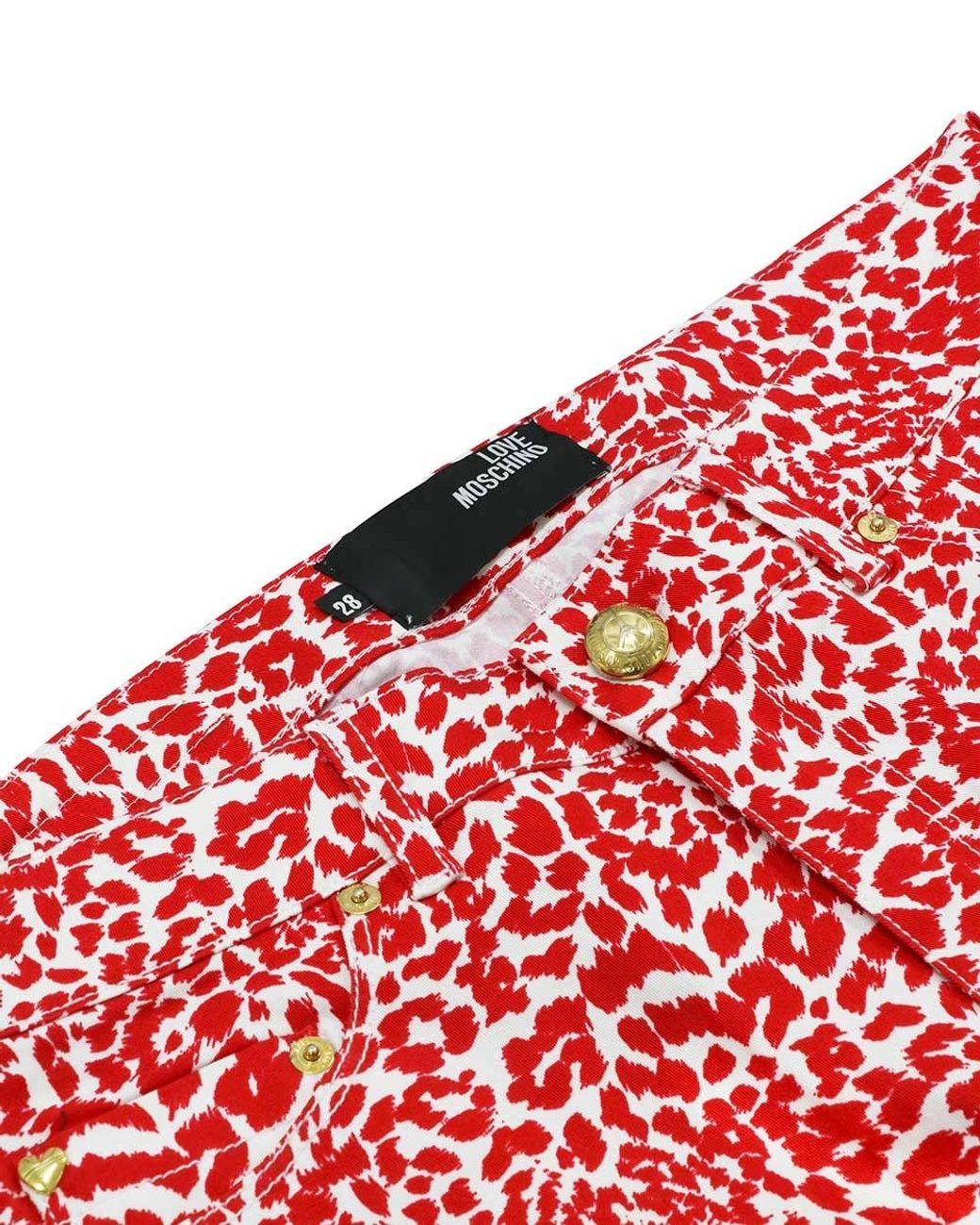 Moschino Red Leopard Print Jeans