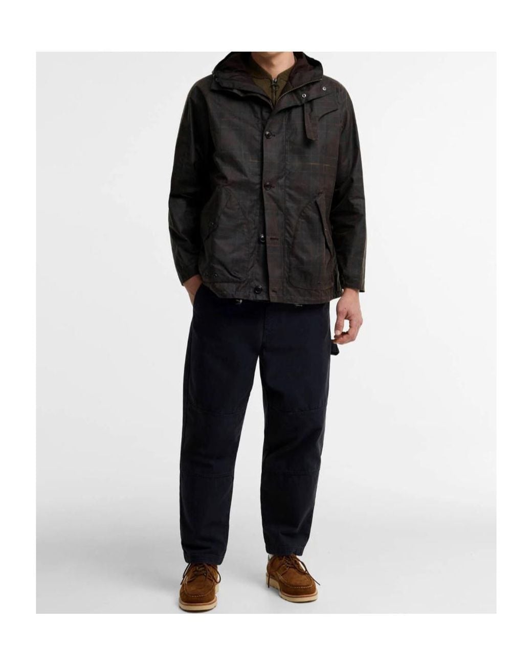 Barbour Black Check-Pattern Hooded Jacket for men
