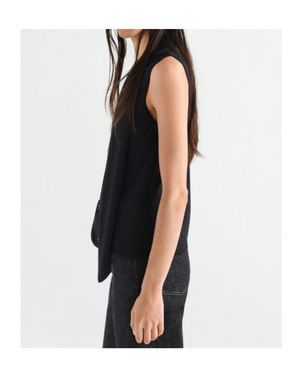 Lemaire Blue Scarf Detailed Sleeveless Cardigan