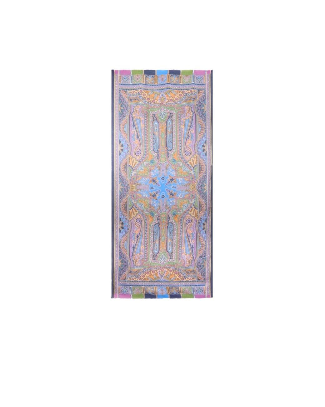 Etro Purple Patterned Cashmere-Blend Scarf for men