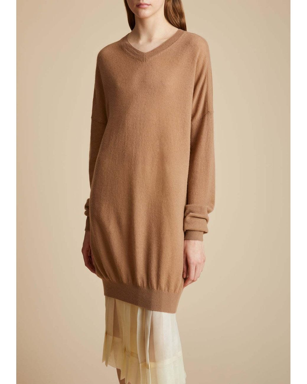 Khaite Brown The Marano V-Neck Knitted Dress