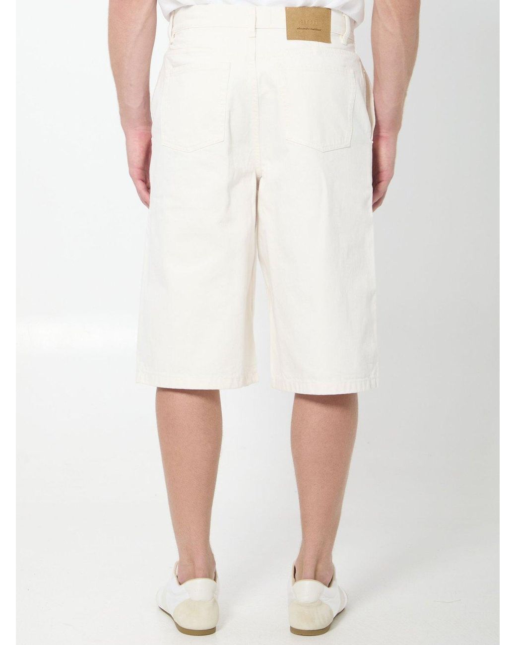 AMI White Ami Loose Bermuda Shorts for men