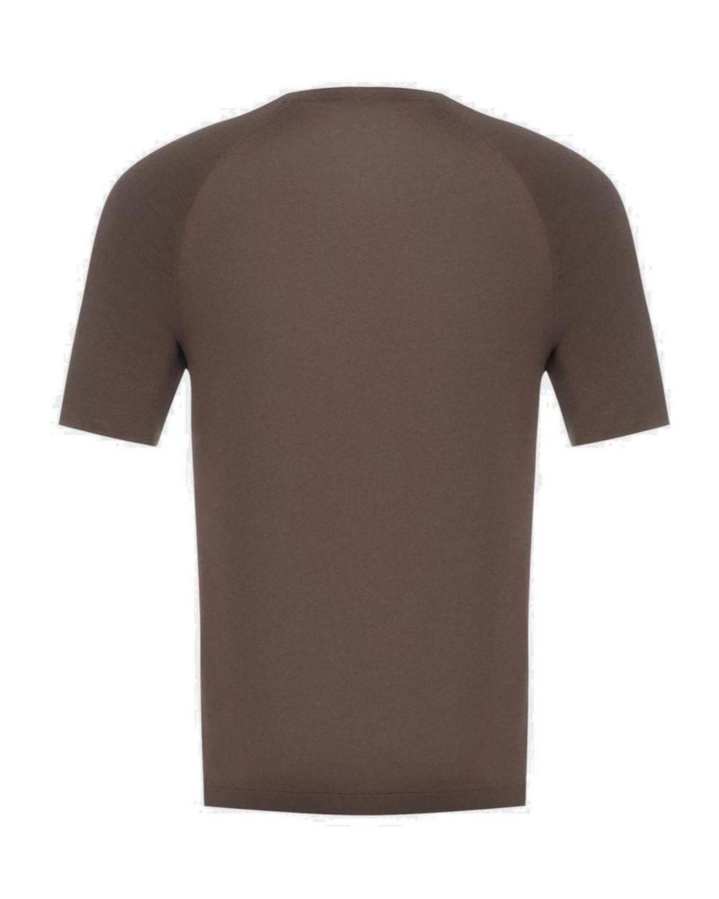 Emporio Armani Brown Short-Sleeved Crewneck Knitted T-Shirt for men