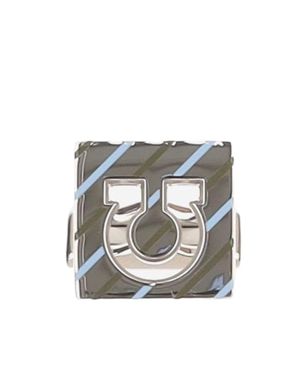 Ferragamo White Ferragamo Gancini Enamel Cufflinks for men