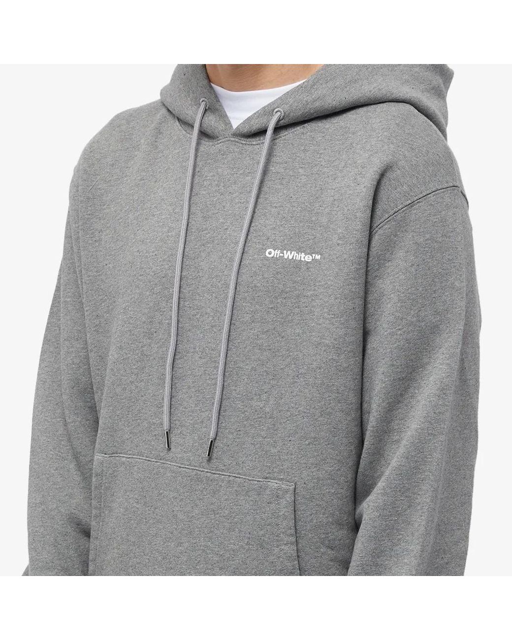 Off-White c/o Virgil Abloh Gray Wave-Print Cotton Hoodie for men