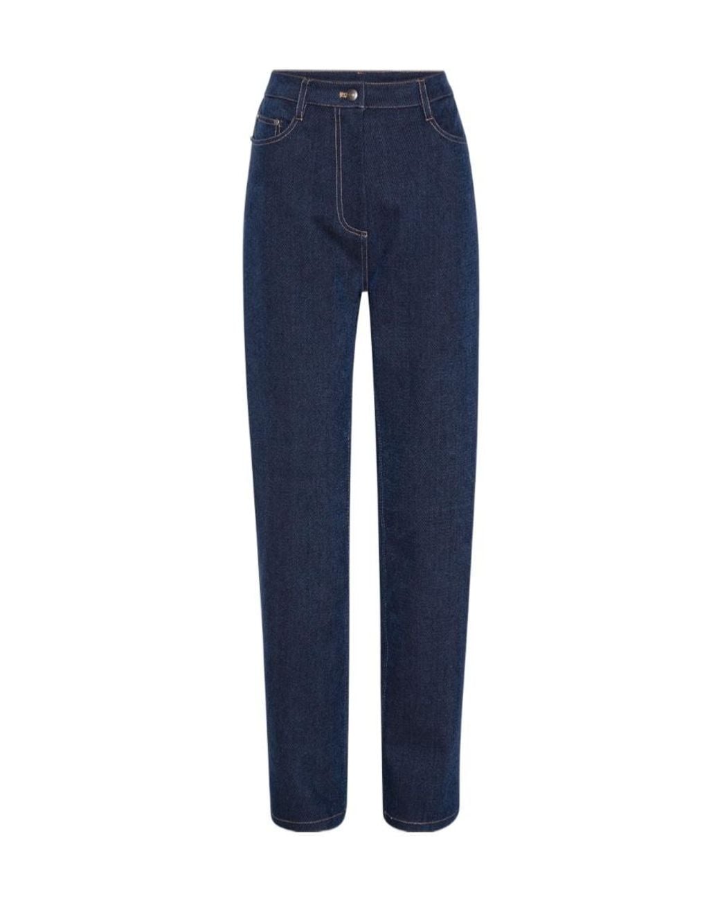 ROTATE BIRGER CHRISTENSEN Blue Straight-Leg Cotton-Blend Jeans