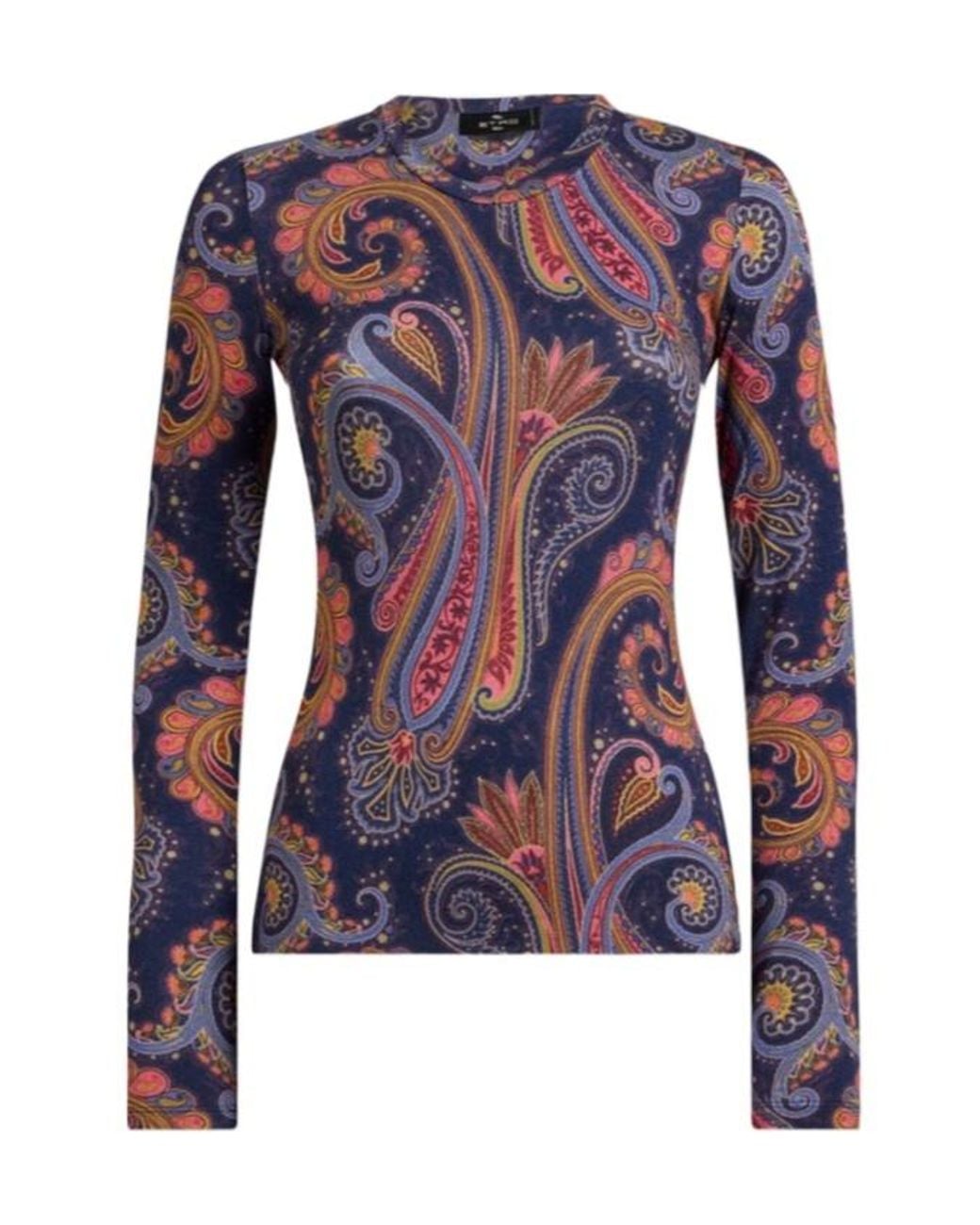 Etro Blue Jersey Sweater With Paisley Motif