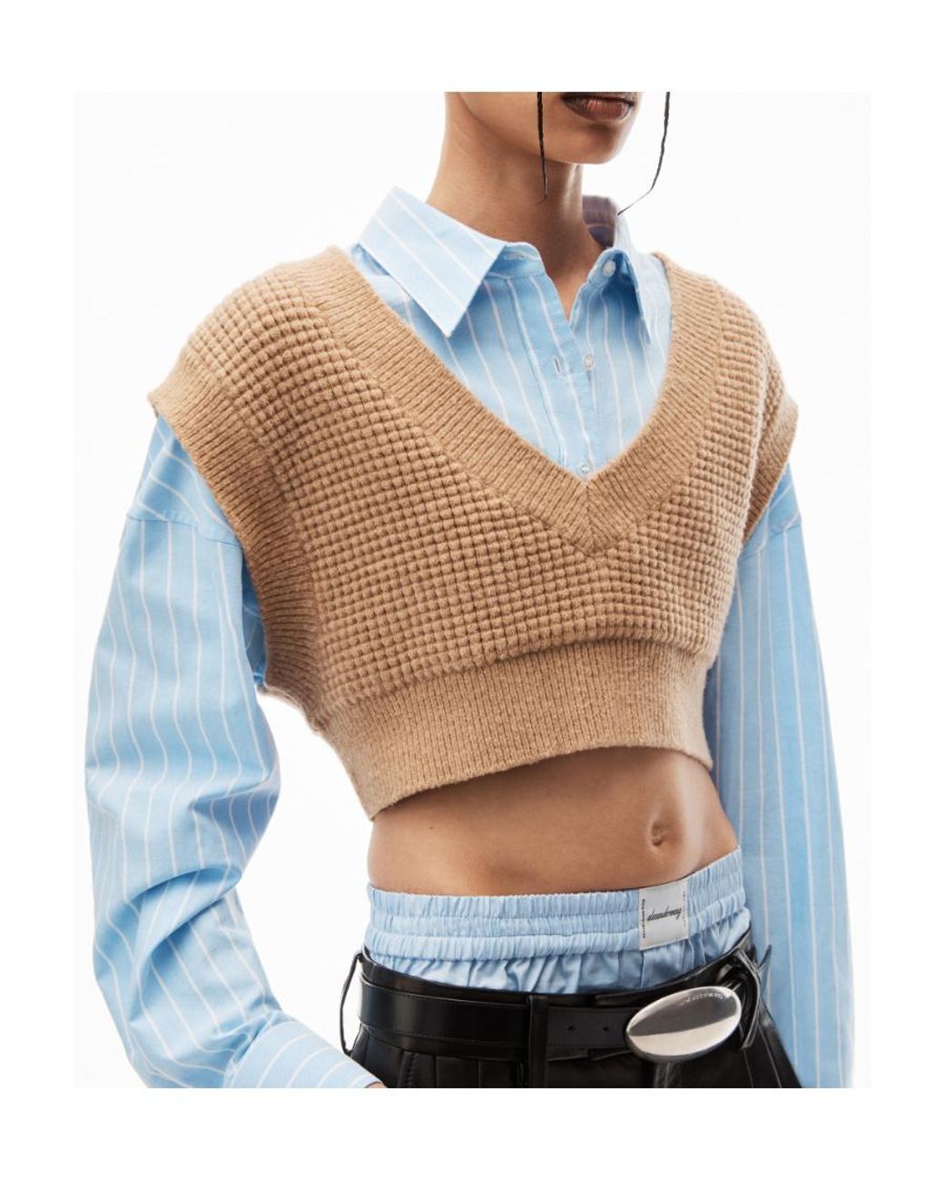 Alexander Wang Blue Bi-Layer Waffle Vest