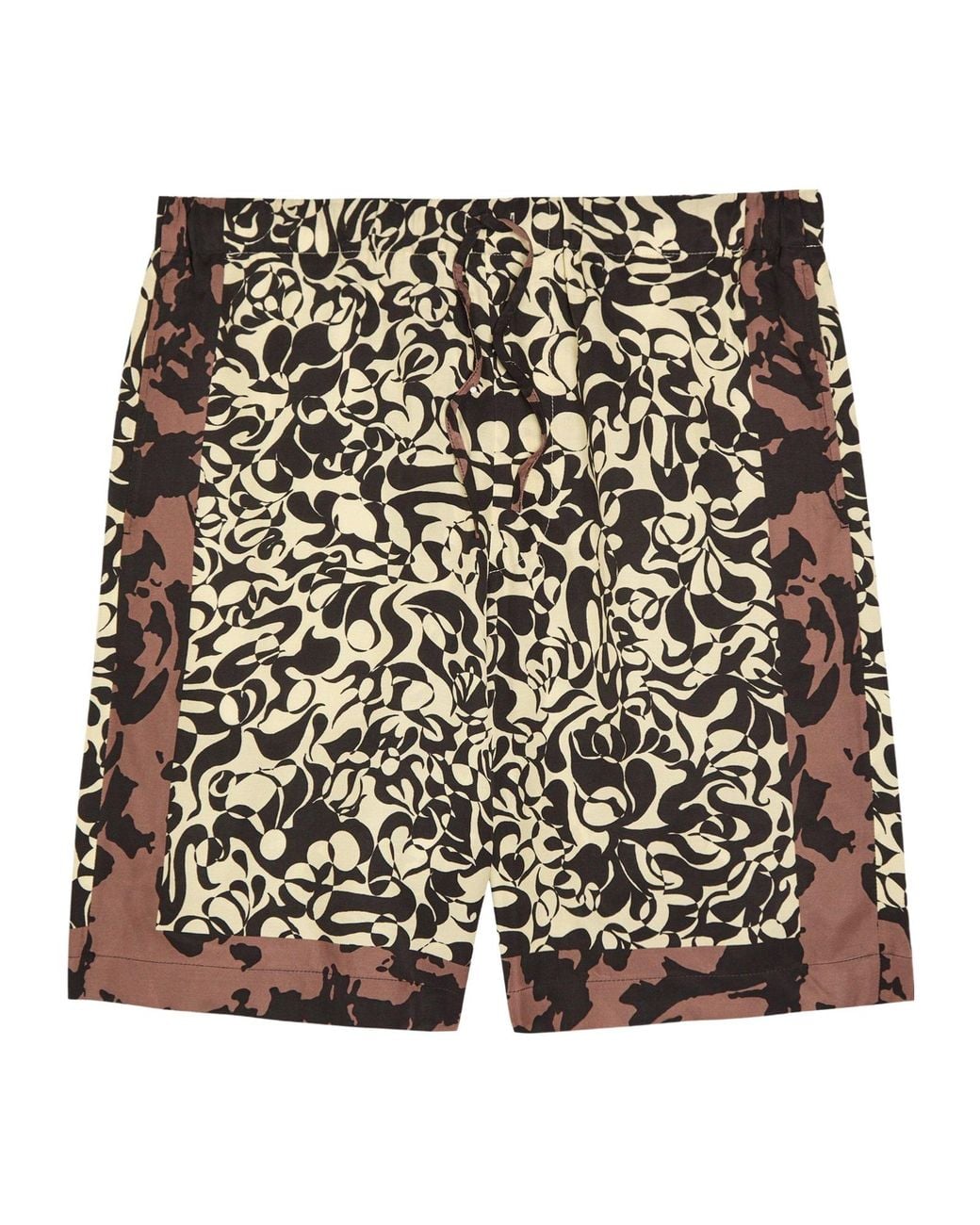 Dries Van Noten Black Printed Satin Shorts for men