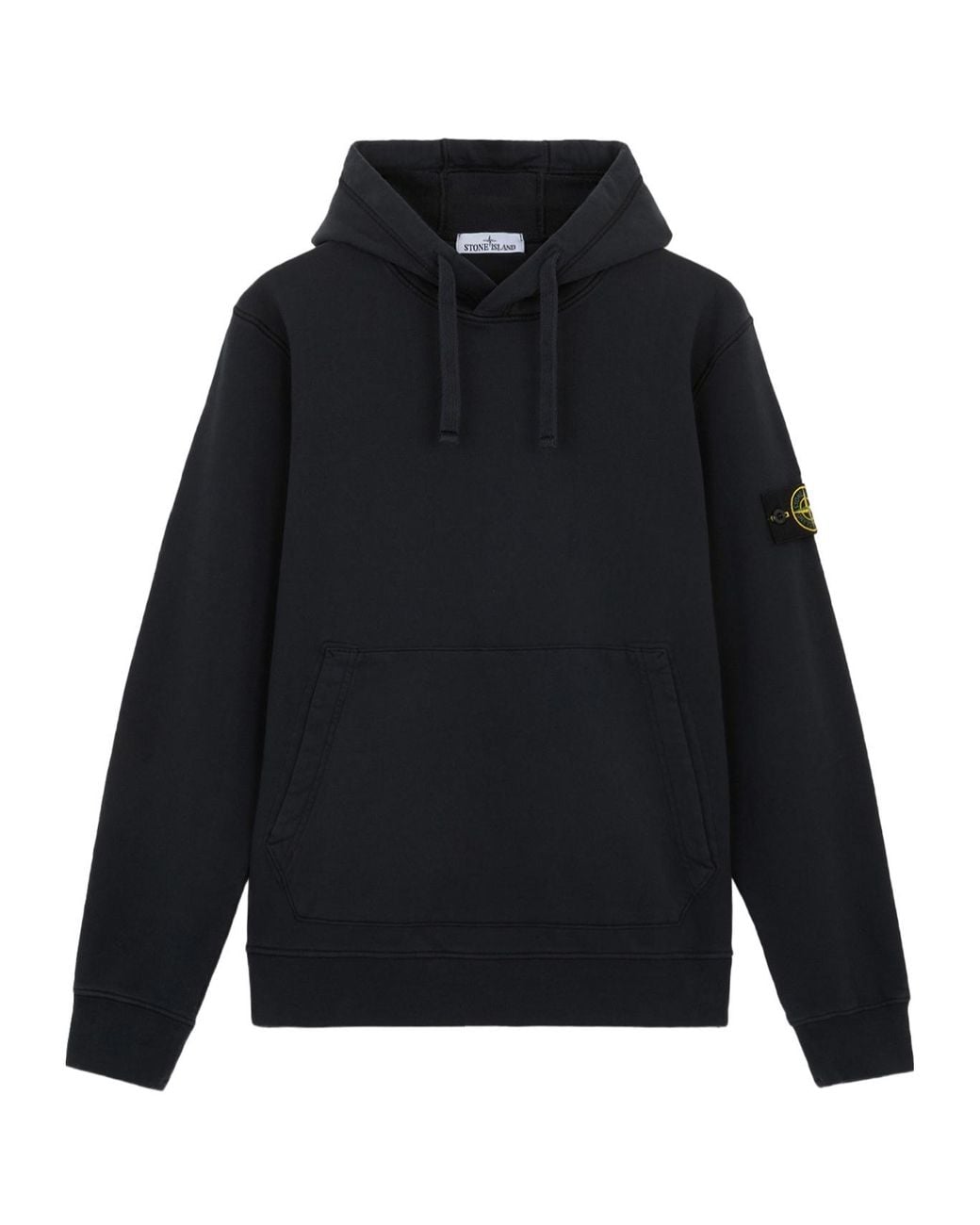 Stone Island Blue Logo Patch Drawstring Hoodie for men