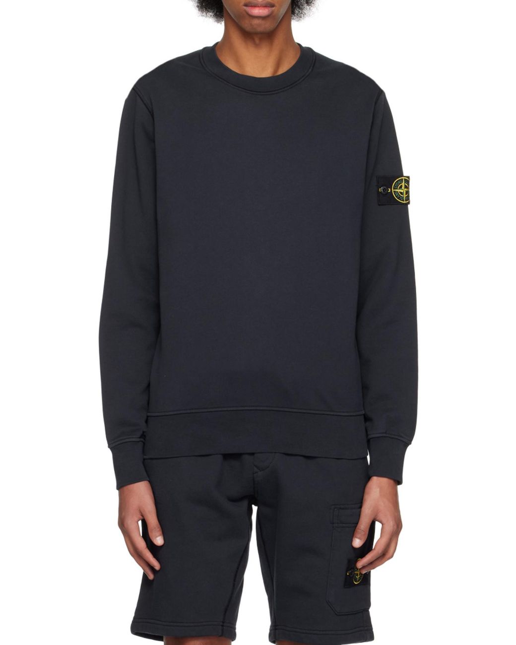 Stone Island Blue Compass Patch Crewneck Sweatshirt for men