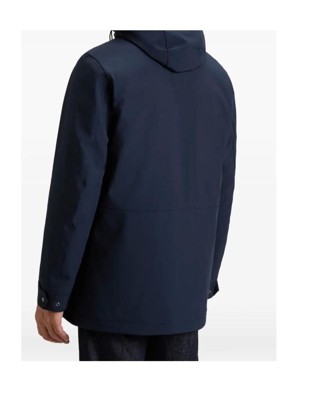 Woolrich Blue Barrow Hooded Coat for men