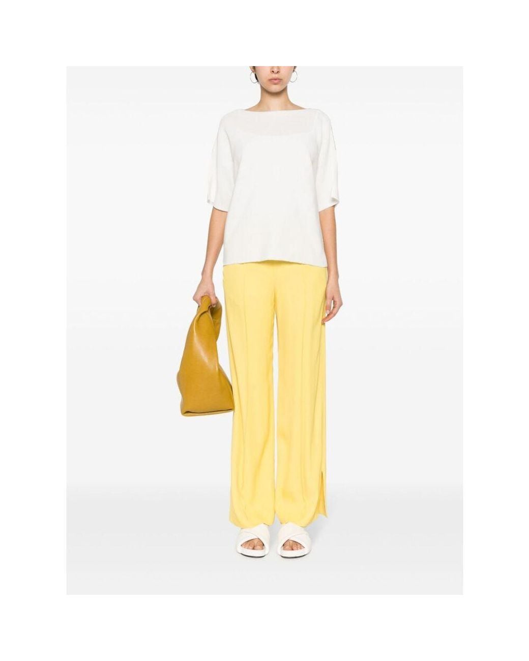 Fabiana Filippi White Beaded-Trim Wide-Neck Knitted Blouse