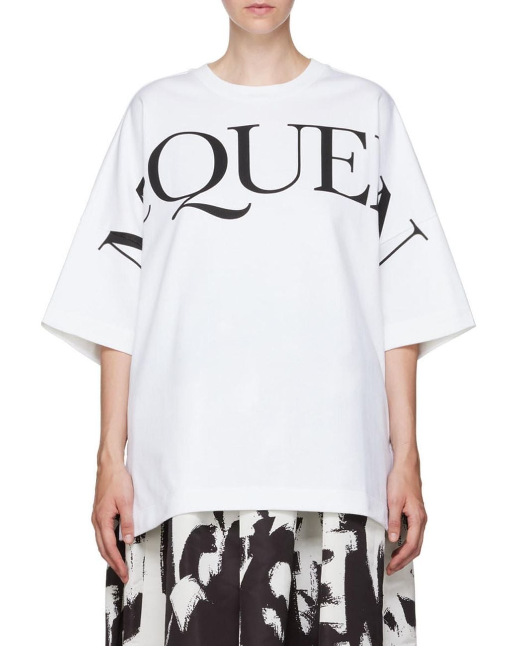 McQueen White Logo Printed Crewneck T-Shirt