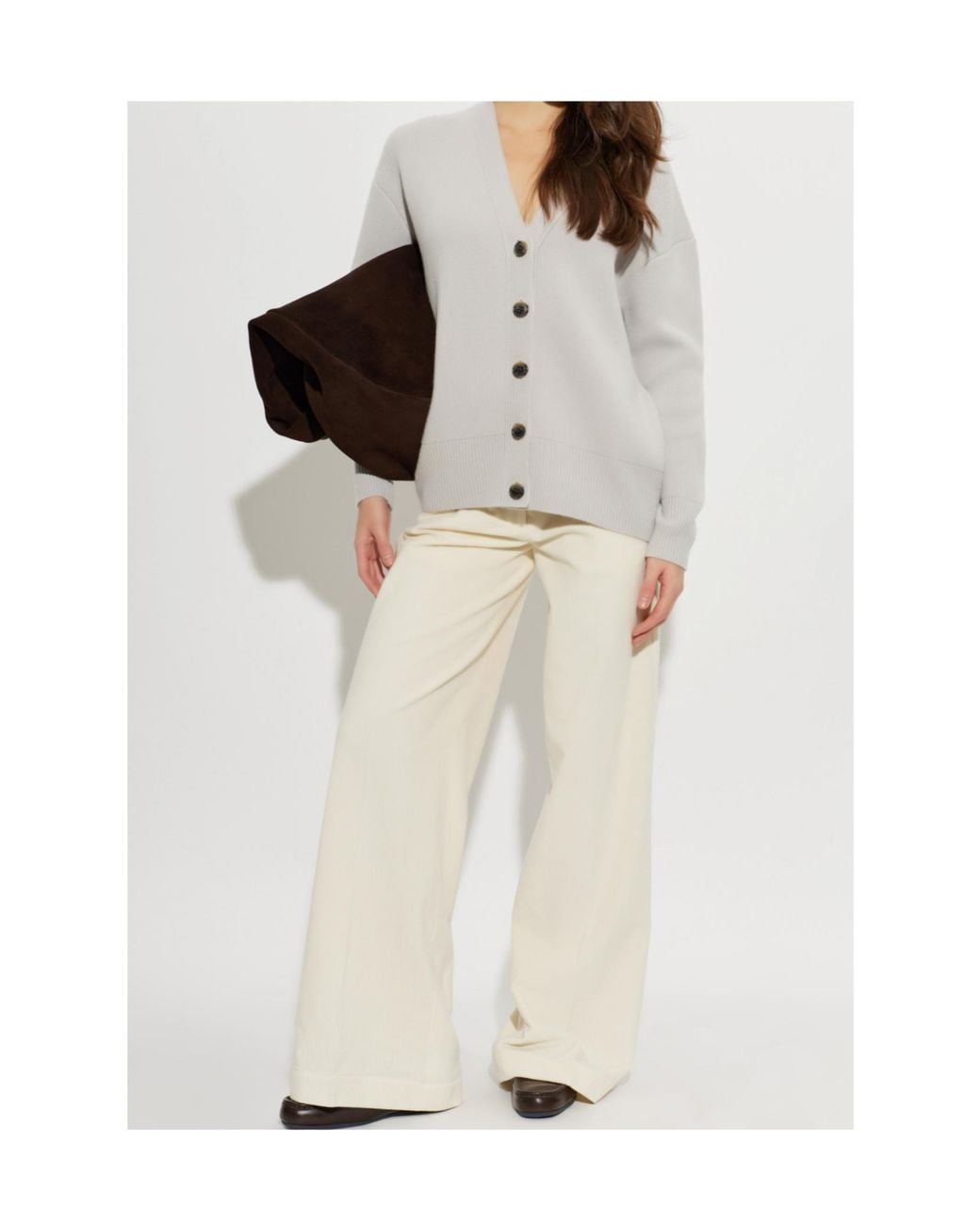 Lisa Yang Gray Amery V-Neck Cardigan