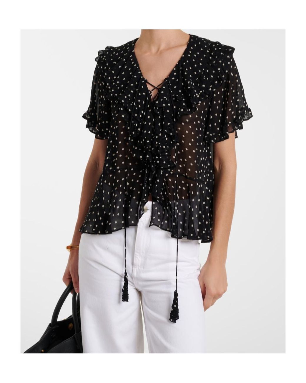 Dorothee Schumacher Black Dancing Dots Polka Dot Georgette Cover-Up