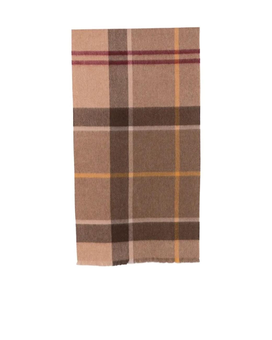 Barbour Brown Check-Pattern Fringed Scarf