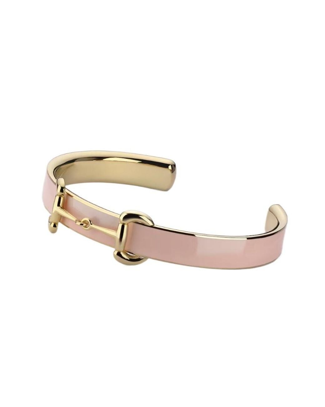 Gucci White Horsebit Bangle Bracelet With Enamel
