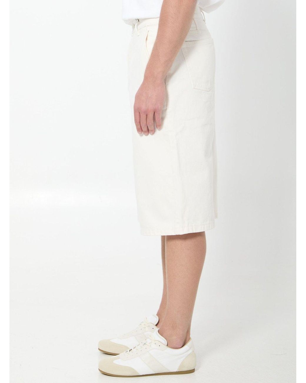 AMI White Ami Loose Bermuda Shorts for men