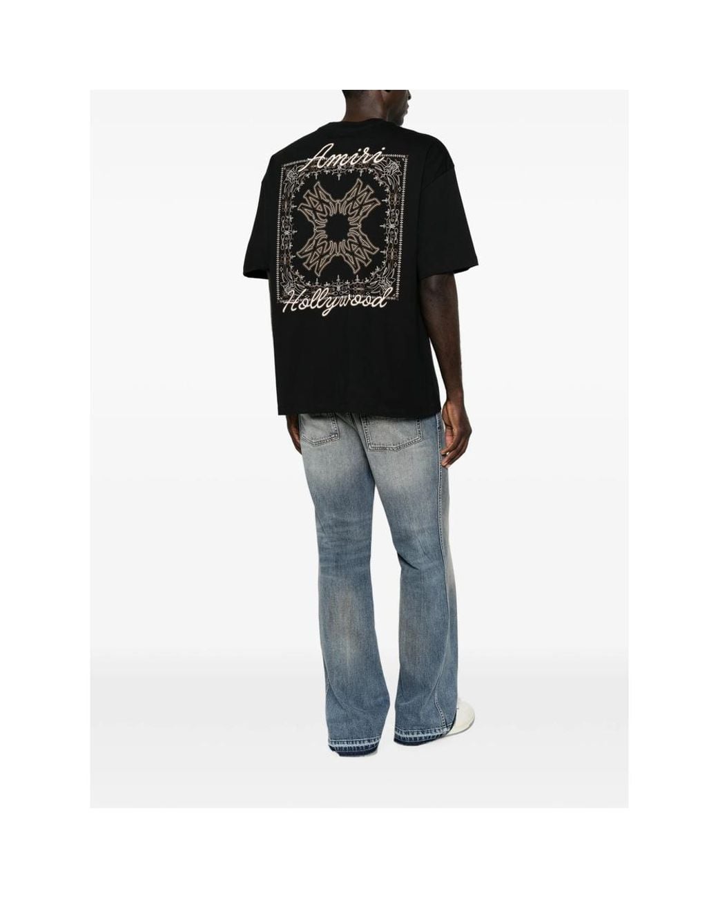 Amiri Black Logo Embroidered T-Shirt for men